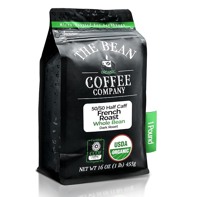The Bean Organic Coffee Company Water Processed DECAF IL Chicco (Traditional Italian Roast), Dark Roast, Whole Bean Coffee, 16-Ounce Bag
