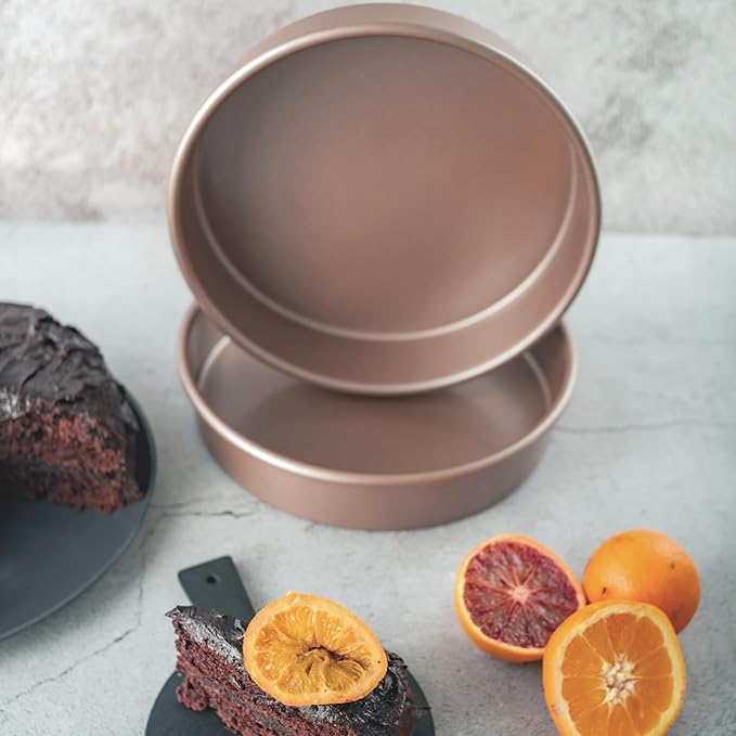 Non Toxic Nonstick 9 inch Round Cake Pans Set of 2 | Quality Non Stick 9 inches Layer Circle Cake Pan 2 inches Deep | Best 9in Baking Pan PFOA, BPA free Nontoxic | 9inch 9inches Cake Pans Set