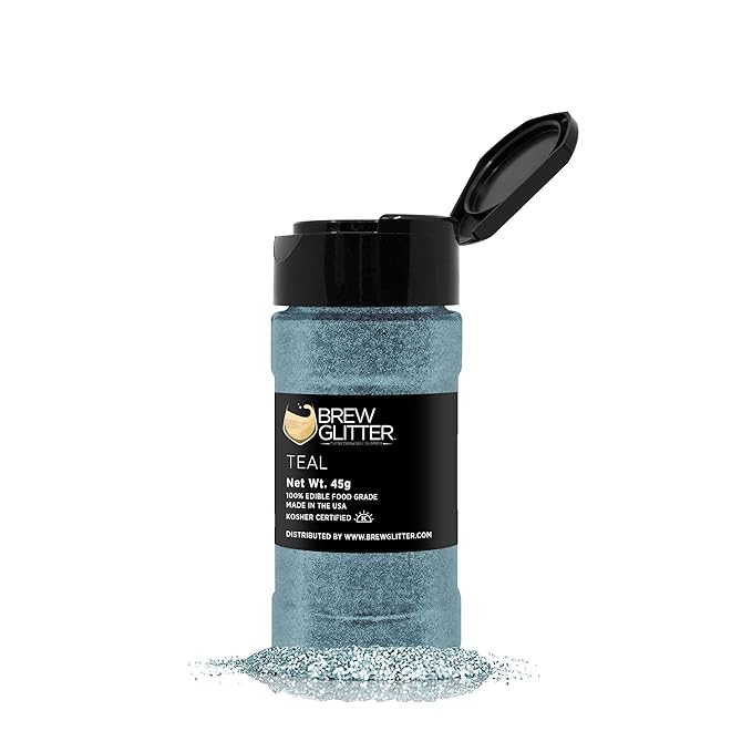 Teal BREW GLITTER Edible Glitter For Drinks, Cocktails, Beer, Garnish Glitter & Beverages | KOSHER & HALAL Certified | 100% Edible & Food Grade | Vegan, Gluten, Nut Free (45g Shaker, Teal)