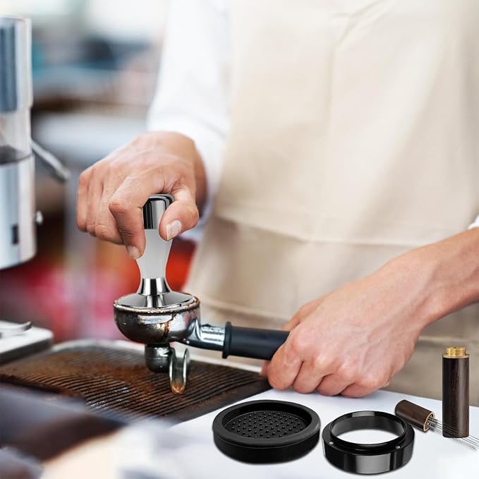 51mm Tamper Espresso Accessories Kit, Coffee Espresso Tamper Set with Wdt Tool, Espresso Tamper Mat, Espresso Dosing Funnel, 51mm Espresso Puck Screen, Coffee Tamper Espresso Barista Tools