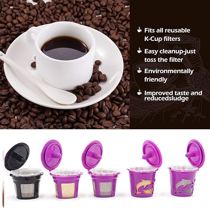 Disposable Paper Coffee Filters, Keurig K Cup Paper Filters for Keurig Single Brewer Reusable Cups, K-cup Coffee Pods, Fits All Brands Reusable K Cups (500)