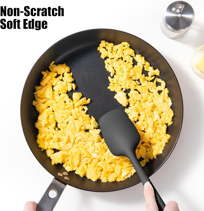 4-Piece Silicone Spatula Scrapers: Doosu 600°F Heat Resistant Food Grade Kitchen BPA Free Rubber Baking Cooking Tool Nonstick Utensil Set for Mixing, Scraping, Folding, Stirring, Serving (Multi-3)