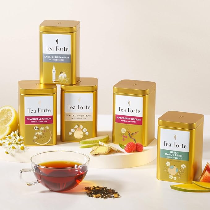 Tea Forte Black Lychee Premium Loose Leaf Caffeinated Black Tea Blend Blend Canister, Makes 35-50 Cups