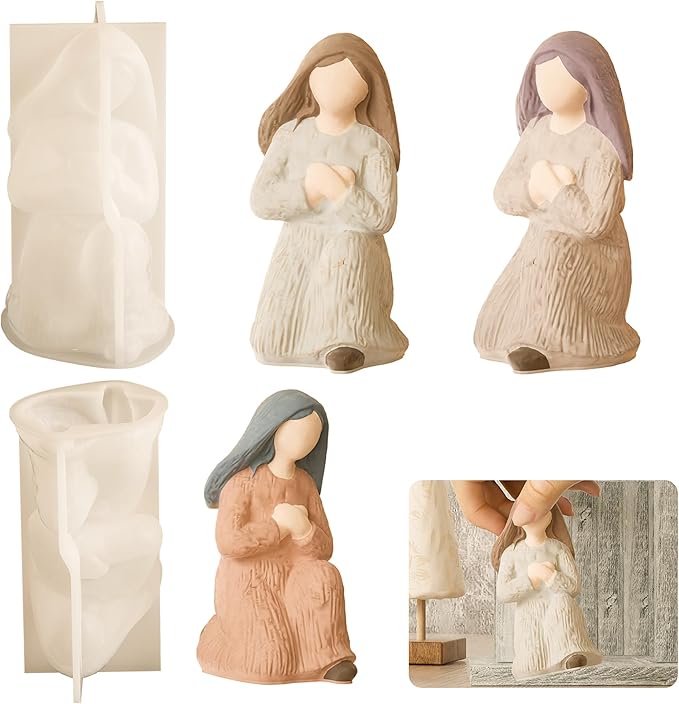 Angel Nativity Scene Molds - Jesus, Maria, Angel & Nativity Designs - Resin Casting & Silicone Molds for Candle Making & Home Decor Wave Candle Mold