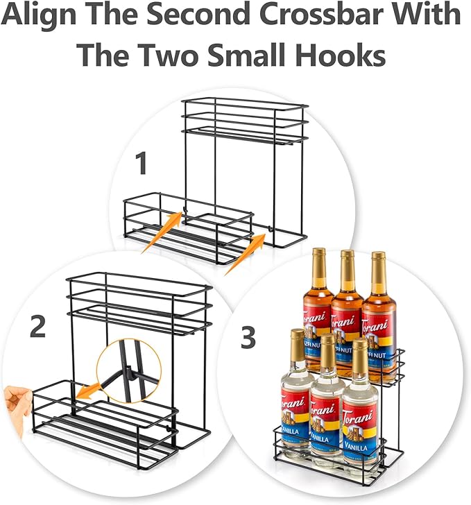 6 Bottle Coffee Syrup Organizer Coffee Syrup Rack for Coffee Bar Kitchen Small Wine Rack for Bar Family Storage for Syrup Wine Dressing