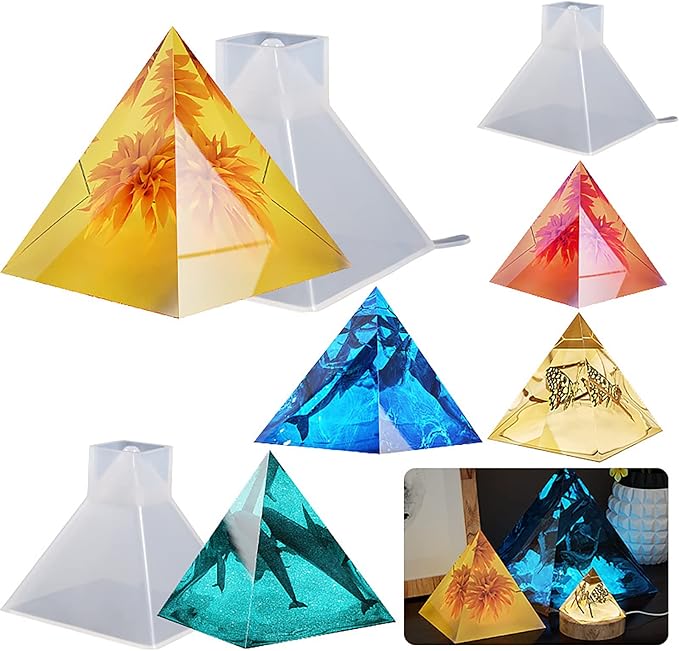 3 Pack Silicone Pyramid Molds - Resin Releasing, Soap Making, Animal Shapes - Home Decor & Candle Making