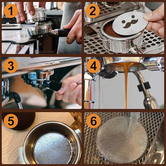 58.5mm Espresso Puck Screen 3-Pack, Lower Shower Screen, Metal Coffee Reusable Filter for 58mm Espresso Portafilter Basket, 1.7 Thickness(Cute Face)