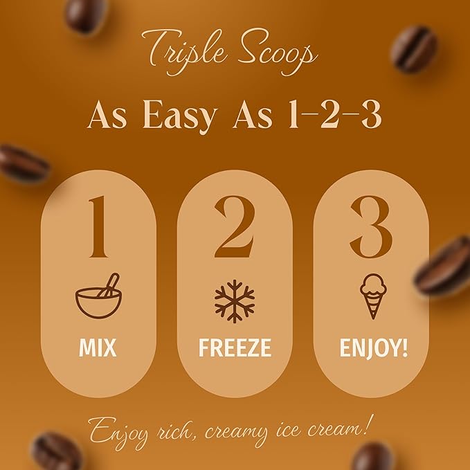 Triple Scoop - Premium Coffee (2) Ice Cream Mix For Ice Cream Maker. Simple, Easy, Delicious. From Gourmet Mix To Maker in 5 Minutes, Makes 2 Creamy Quarts, Made in USA. (2 Pack, Coffee)
