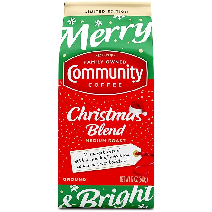 Community Coffee Christmas Blend Ground Coffee, Medium Roast, 12 oz Bag (Pack of 6)