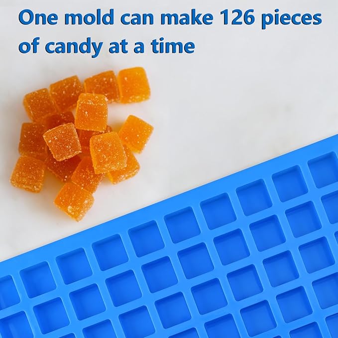 Sakolla Square Silicone Candy Molds, 126 Cavity Non Stick Mini Silicone Molds for Chocolate, Hard Candy, Gummy, Ice Cubes, Ganache, (Set of 2)