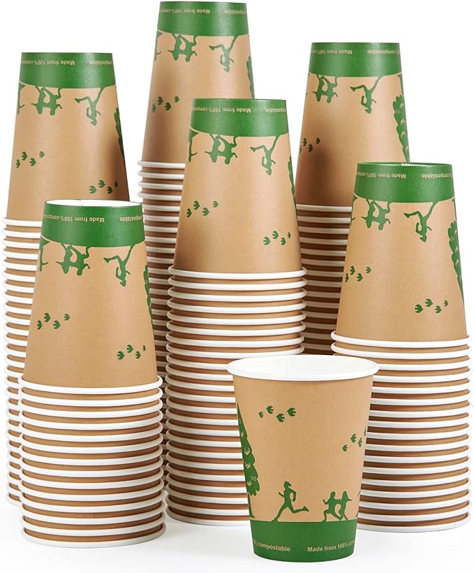 ECOLipak 240 Count 12 oz Compostable Paper Cups, Biodegradable Disposable Paper Coffee Cups with PLA Lined, Eco-friendly Hot Paper Cups for Party, Picnic,Travel,and Events