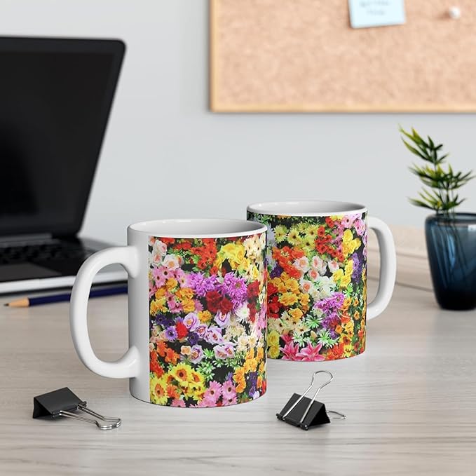 11 OZ Novelty Coffee Mugs - Christmas Gift (Floral Design Mug)