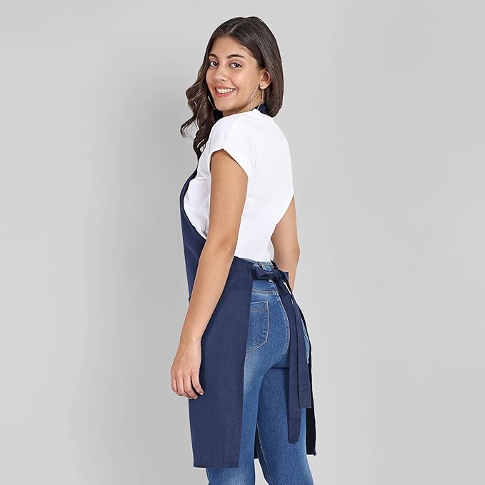 Chef Apron, Recycled Cotton Kitchen Apron with an Adjustable Neck with Long Ties, for cooking, baking