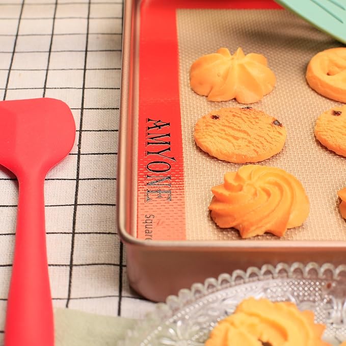 AMYONE Square Silicone Baking Mats for 11 Inch Cake Pan/11x11 Cheesecake Pan/Toaster Oven/XL Air Fryer, Food Grade Silicone Baking Sheet Liners for Cookie/Cake/Pastry/Torte, Non-Stick, Reusable 2 PCS