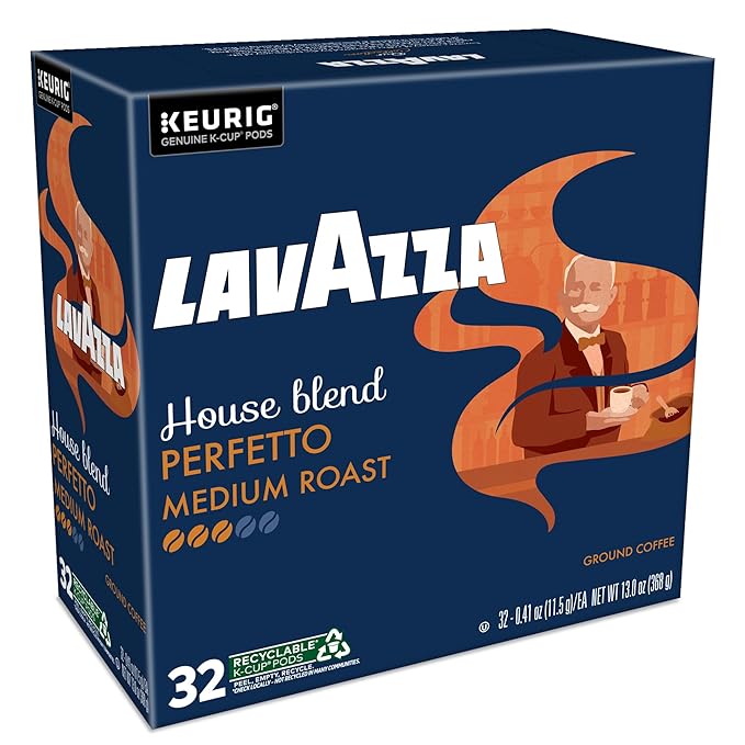 Lavazza House Blend Perfetto, Single-Serve Keurig K-Cup Pods, Medium Roast Coffee, 32-Count Box