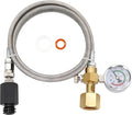 Upgraded Soda Machine Co2 Adapter Stainless Steel Hose with Larger Pressure Gauge, CGA320 Co2 Tank Direct Hose Adapter to Jet/One Touch/Fizzi/Aqua Fizz Soda Water Machine (60 inch)