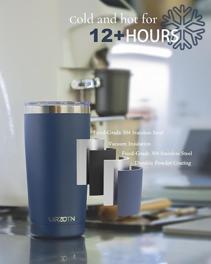 Travel Coffee Tumbler 20oz, Leakproof Travel Coffee Mug with Lid and Straw, Stainless Steel Double Wall Vacuum Insulated Tumbler for Hot/Iced Drinks (Textured Matte, White)