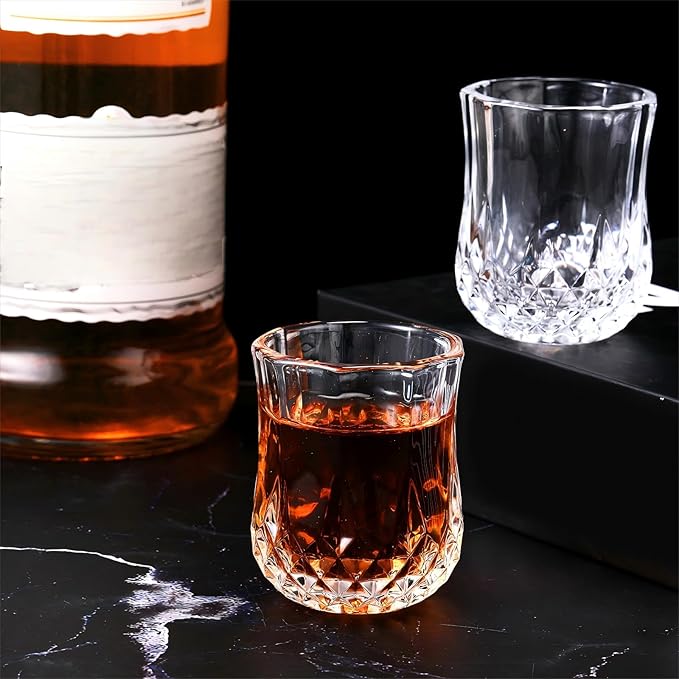 Meanplan 1.7oz Mini Shot Glasses Set Tasting Glasses Heavy Base Clear Shot cup Cute Cordial Mini Wine cups for Serving Whiskey, Wine, Juice(36 Pcs)