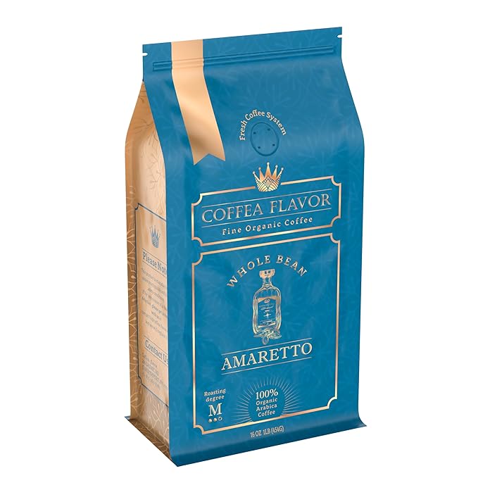 Amaretto Flavored Whole Bean Coffee – 100% Arabica, Single Origin, Medium Roast, Naturally Sweetened, Indulgent and Smooth – Perfect for Cold Brew – by Coffea Flavor