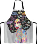 Art Contemporary Digital Painting Portrait of an Afro American Woman Face Adjustable Bib Apron Kitchen Cooking Baking Gardening Apron for Women Men