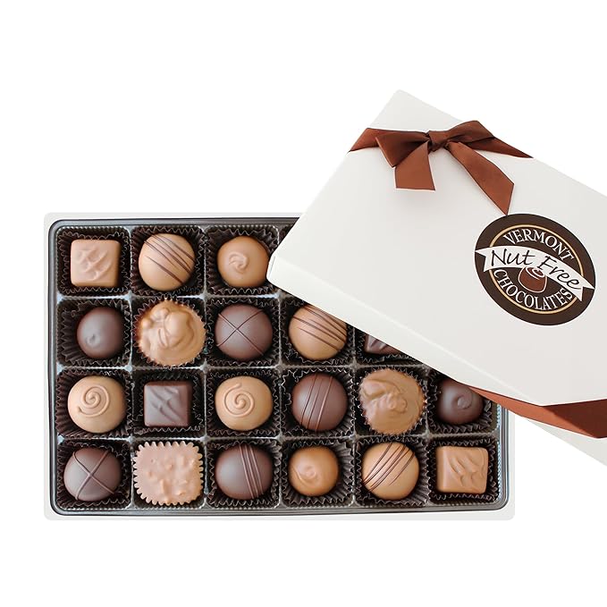 Vermont Nut Free Chocolates Boxed Chocolates (Grand Assortment) 24-Piece, Nut-Free, Egg-Free, Kosher