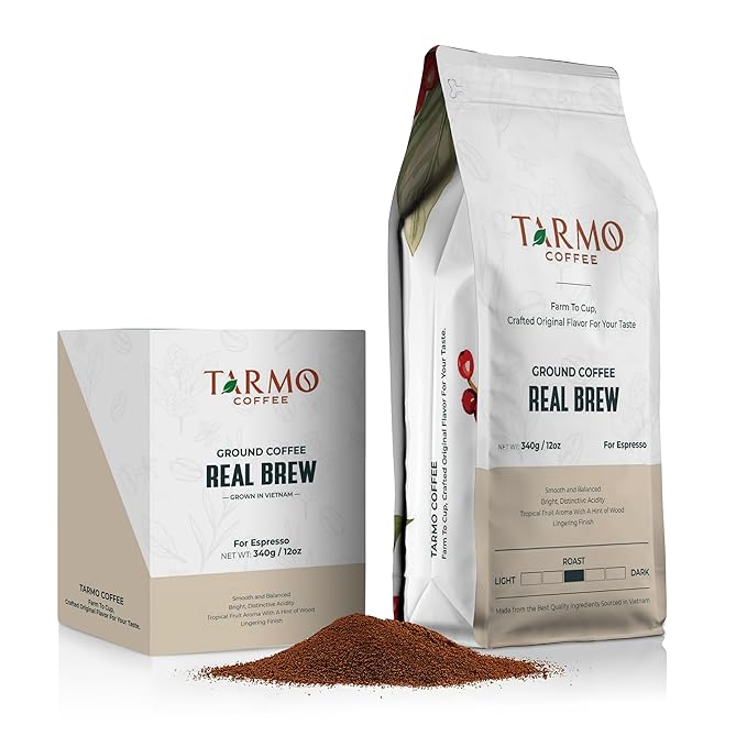 TARMO - REAL BREW | Low Acid 100% ARABICA Ground Coffee | Specialty Vietnamese Coffee | Single Origin Medium Roast | Coffee Ground 35.5 Oz Bag