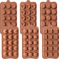 6 Pack Chocolate Molds Candy Molds Silicone, Food-Grade Non-Stick Jello Mold, Crayon Mold, Silicone Baking Mold, BPA Free, including Flower, Heart, Star, Round, Square, Whirlpool