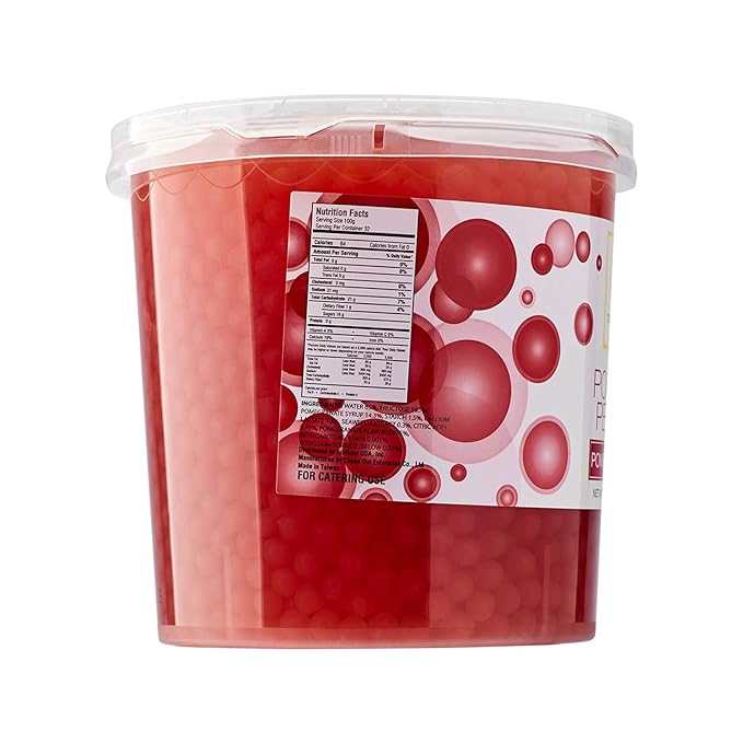 Tea Zone [7 Pounds] Pomegranate Popping Pearls for Boba Tea Beverages, Sweets, Ice Cream Topping | B2062