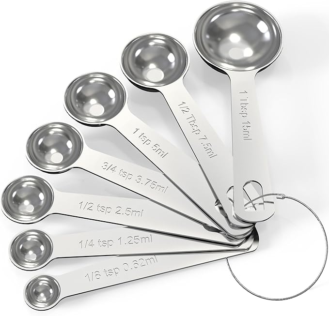 TILUCK Stainless Steel Measuring Spoons Set,Coffee Scoop Spoon,Kitchen Gadgets for Cooking & Baking,Set of 7