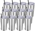 VEGOND 20oz Tumbler Bulk with Lid and Straw 12 Pack, Stainless Steel Vacuum Insulated Tumbler, Double Wall Coffee Cup Travel Mug, Stainless Steel