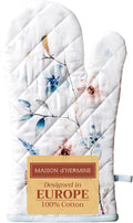 Maison d' Hermine Oven Gloves 100% Cotton Oven Mitt 7" x 13" with Loop Heat Resistant, BBQ, Cooking Gloves, Baking, Grilling, Kitchen, Handling Hot Pans (Pack of 1, Ice Florals)
