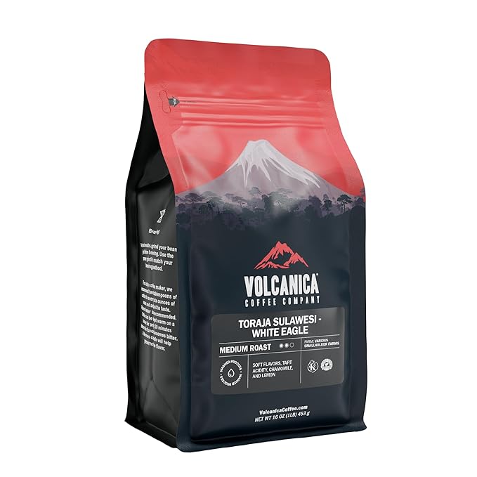 Toraja Sulawesi White Eagle Coffee, Fair Trade, Ground, Fresh Roasted, 16-ounce