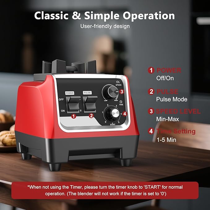 1800W Smoothie Blender and Grinder Combo 70OZ Large Capacity Countertop Blenders for Kitchen High Speed Blender for Smoothies Ice Crushing Frozen Drinks Puree (Dark Red)