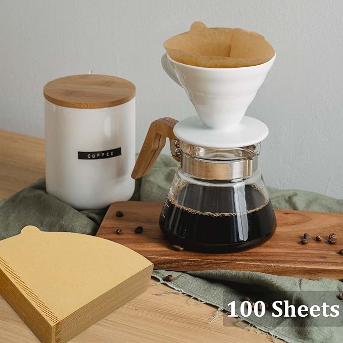 Cone Coffee Filters Size 01, 100 Count Unbleached 1-2 Cups Disposable V01 Coffee Paper Filters, Compatible with Cone Shaped Pour Over Coffee Filter and Drip Coffee Maker