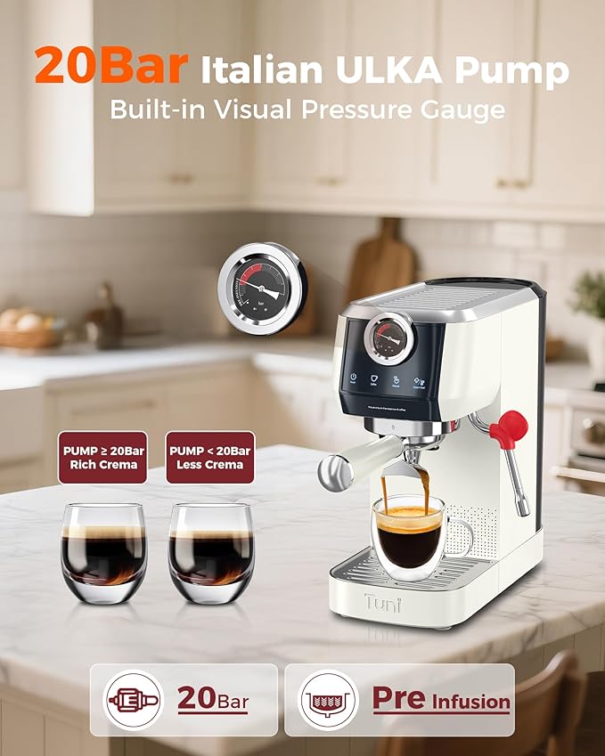 Tuni [𝑼𝒑𝒈𝒓𝒂𝒅𝒆] E2 58mm Dual Boiler Espresso Machine, 20 Bar UKLA Pump Espresso Maker with PID NTC System, Commercial Grade Stainless Steel Semi-automatic Coffee Machine, for Coffee Lovers