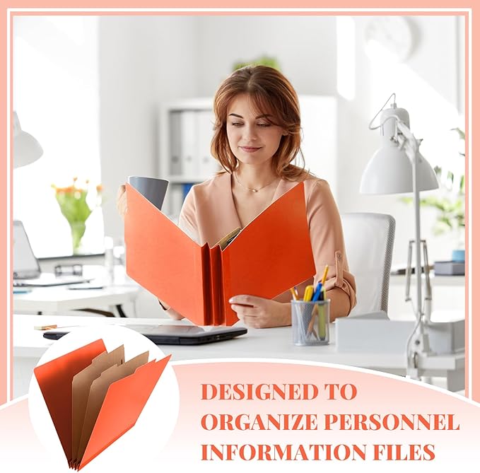 36 Pcs Classification Folders Letter Size, 2 Divider Pressboard File Folders with 3. 5 Inch Expansion, 2 Prongs Fastener, Heavy Duty Office File Organizers for Teachers, Medical (Orange)