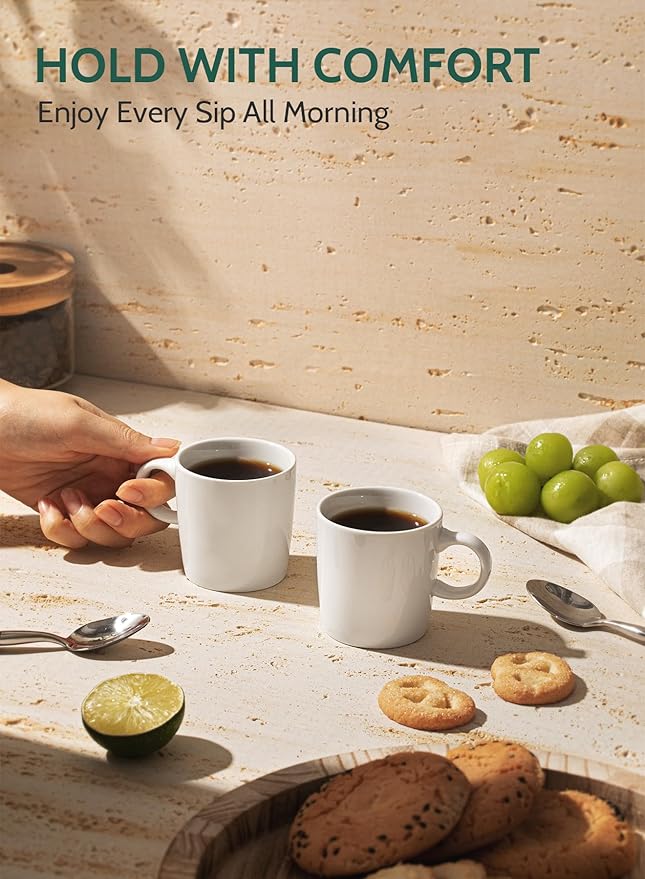 Sweese 3.5oz Porcelain Espresso Cups Set of 4, Mini Coffee Mugs Demitasse Cups - White