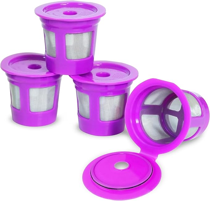 Perfect Pod 1-Stream Cafe Save Reusable K Cup Pod Coffee Filters - Refillable Coffee Pod Capsules with Built-In, Integrated Mesh Strainer for use with Keurig & Select Single Cup Coffee Makers, 4-Pack