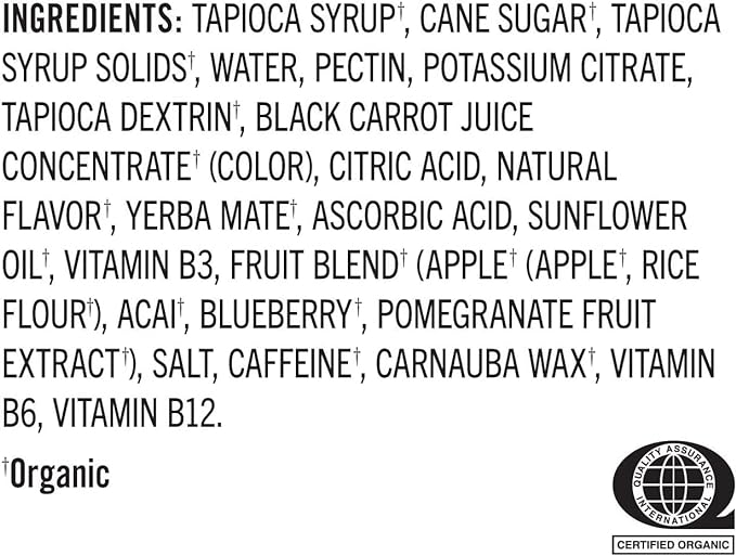 PROBAR - BOLT Organic Energy Chews, Raspberry, Non-GMO, Gluten-Free, USDA Certified Organic, Healthy, Natural Energy, Fast Fuel Gummies with Vitamins B & C (12 Count)