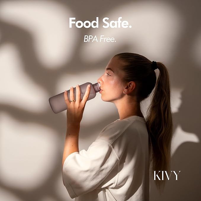 KIVY Slim Water Bottle 22oz [Lightweight & Shatterproof] - Small Drinking Waterbottle - Red Bottle Without Straw for School, Sport & Travel - Drinking Bottle Dishwasher Safe, BPA Free