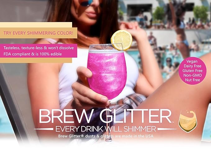 Gold BREW GLITTER Edible Glitter For Drinks, Cocktails, Beer, Garnish Glitter & Beverages | KOSHER & HALAL Certified | 100% Edible & Food Grade | Vegan, Gluten, Nut Free (45g Shaker, Gold)