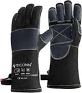 TICONN Welding Gloves, 1000°F Heat-Resistant Fireproof Leather Gloves for Welders, Stick, Forge, Mig, Tig, BBQ, Baking, Oven