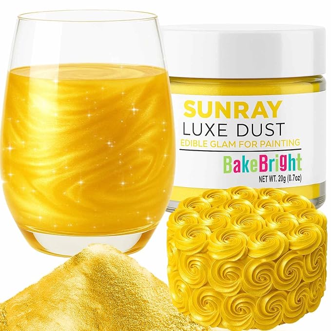 Luster Dust Edible Cake Decorations, Yellow Edible Luster Dust for Cupcake Decorations Edible Luster Dust for Drinks, Cake Drip, Yellow Fondant and Edible Paint for Cakes, Drink Glitter Edible Dust