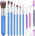 Patelai 10 Pcs Food Safe Paint Brushes Fondant Tools for Cake Baking Chocolate Sugar Cookie Decoration Cake Brushes for Luster Dust Pastry Decorating Supplies with Fondant and Gum Paste Tool(Blue)