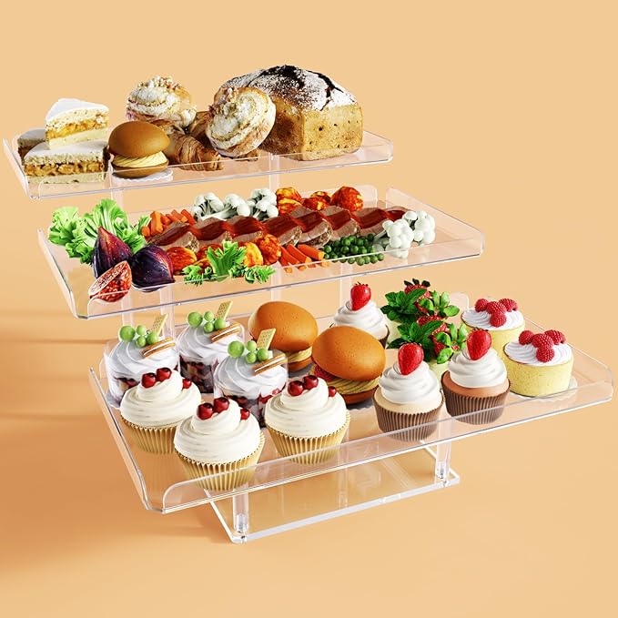 Upgraded Dessert Table Display Set, Acrylic Cupcake Buffet Dessert Risers Stands, Tier Serving Trays Holder for Weddings Baby Shower Tea Party