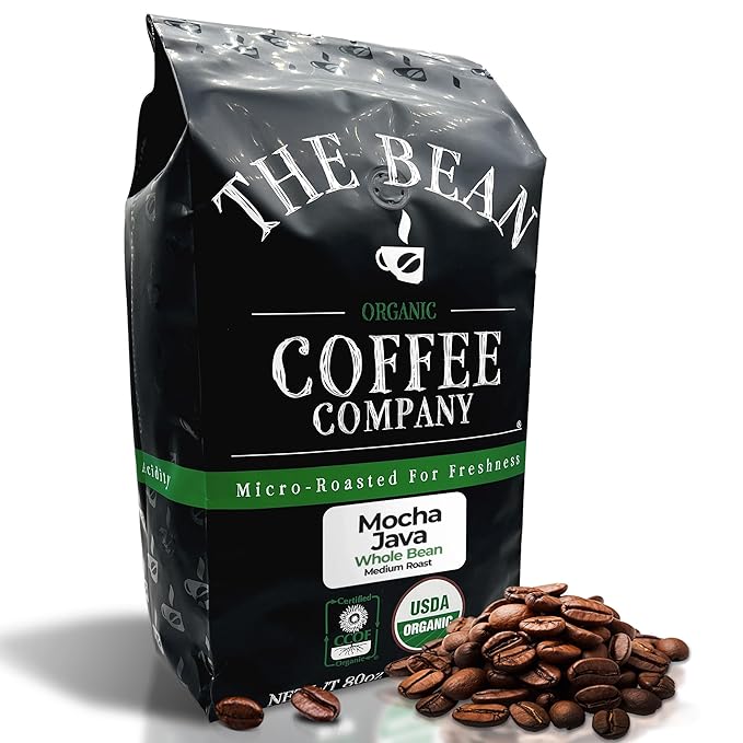 The Bean Organic Coffee Company Mocha Java, Medium Roast, Whole Bean Coffee, 5-Pound Bag