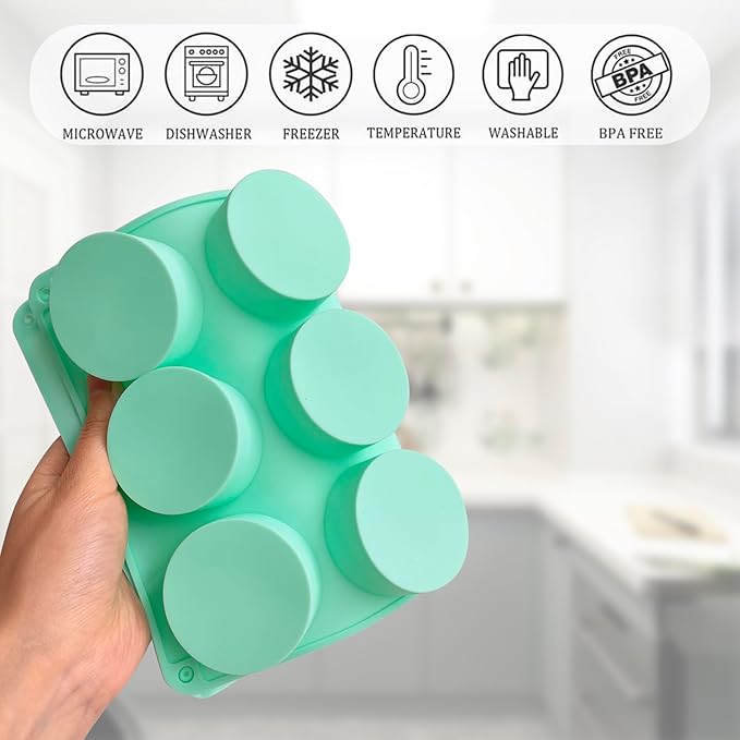 2 Pcs Round Chocolate Cookie Molds, 12-Cavity Cylinder Chocolate Cover Cookie Silicone Molds for Candy Mini Cakes Jelly Baking