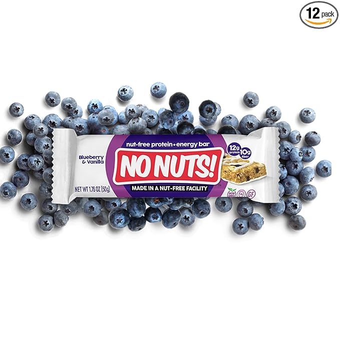 No Nuts! 100% Nut Free Dairy Free Vegan Protein Bars, Blueberry & Vanilla, Organic, Kosher, Egg-Free, Non-GMO & Dairy-Free Protein Bars