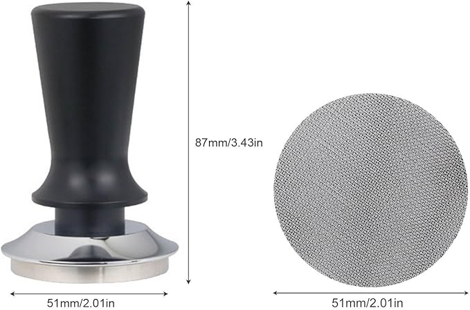 51mm Espresso Tamper and Espresso Puck Screen Set, Espresso Tamper with Calibrated Spring, Premium Barista Stainless Steel Coffee Tamper with Puck Screen, Espresso Handle Tamper for Espresso Machine
