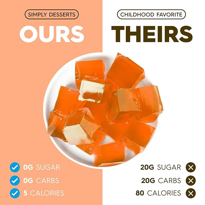 Simply Desserts Sugar-Free Orange Jel, 6-Pack – Vegan Dessert, Keto Snacks, Diabetic Friendly & Kosher, 1.7 Oz Ea